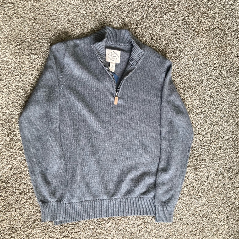 St. John's Bay Men's Steel Blue Zip-Up Sweater - Picture 2 of 7